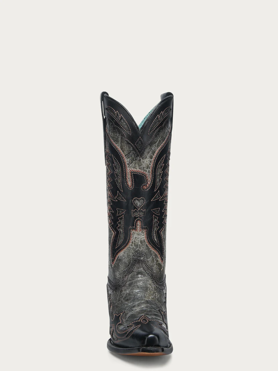 A4888 - WOMEN'S BLACK EAGLE OVERLAY AND EMBROIDERY SNIP TOE COWBOY BOOT - Image 3