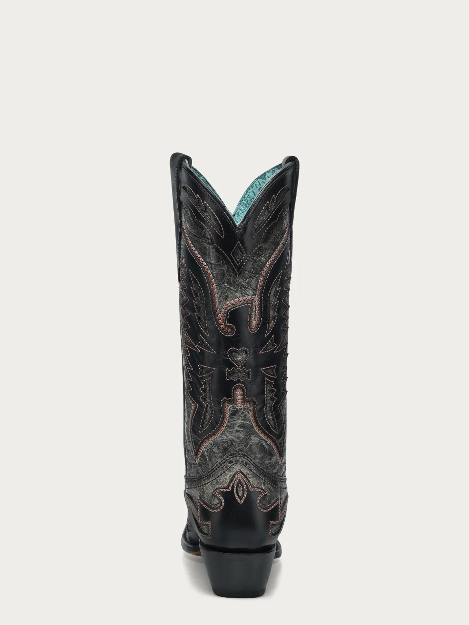 A4888 - WOMEN'S BLACK EAGLE OVERLAY AND EMBROIDERY SNIP TOE COWBOY BOOT - Image 4