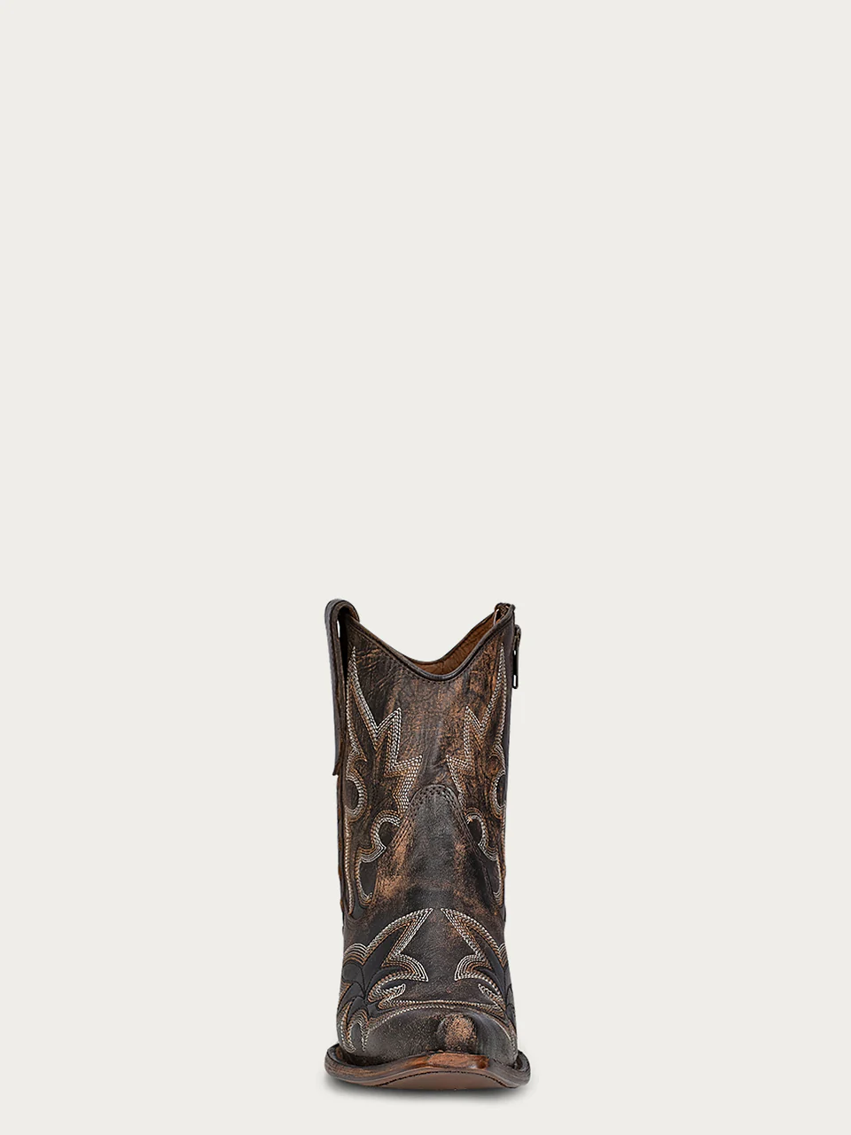 L5917 - BLACK AND BROWN EMBROIDERY AND ZIPPER ANKLE BOOT - Image 3