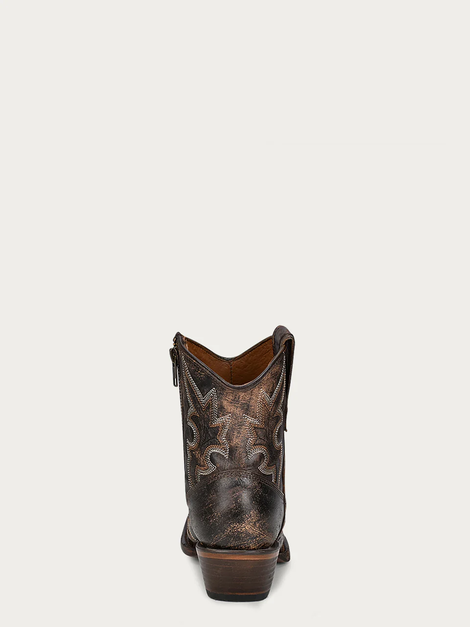 L5917 - BLACK AND BROWN EMBROIDERY AND ZIPPER ANKLE BOOT - Image 4