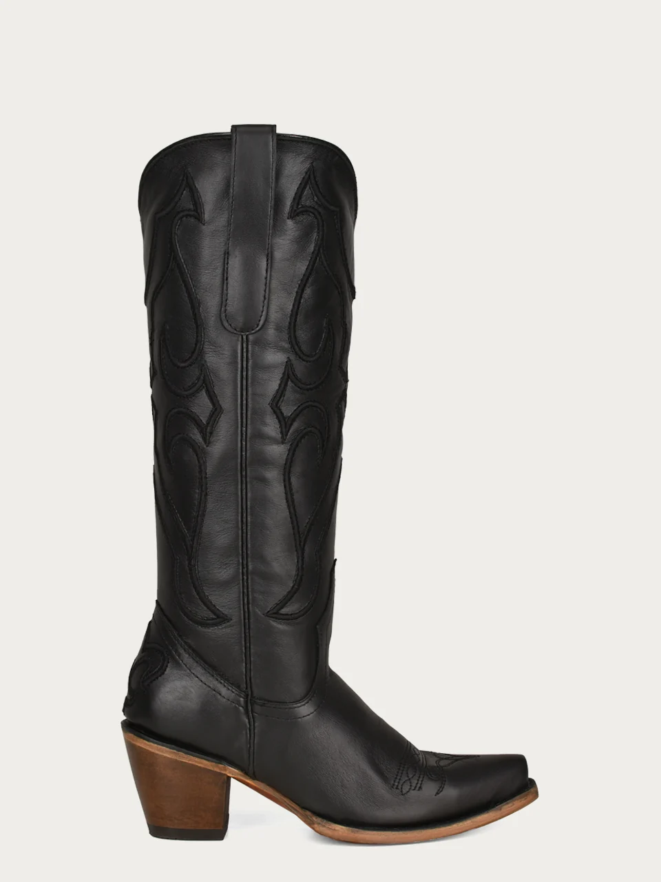 Z5075 - WOMEN'S BLACK EMBROIDERY TALL TOP SNIP TOE COWBOY BOOT - Image 3