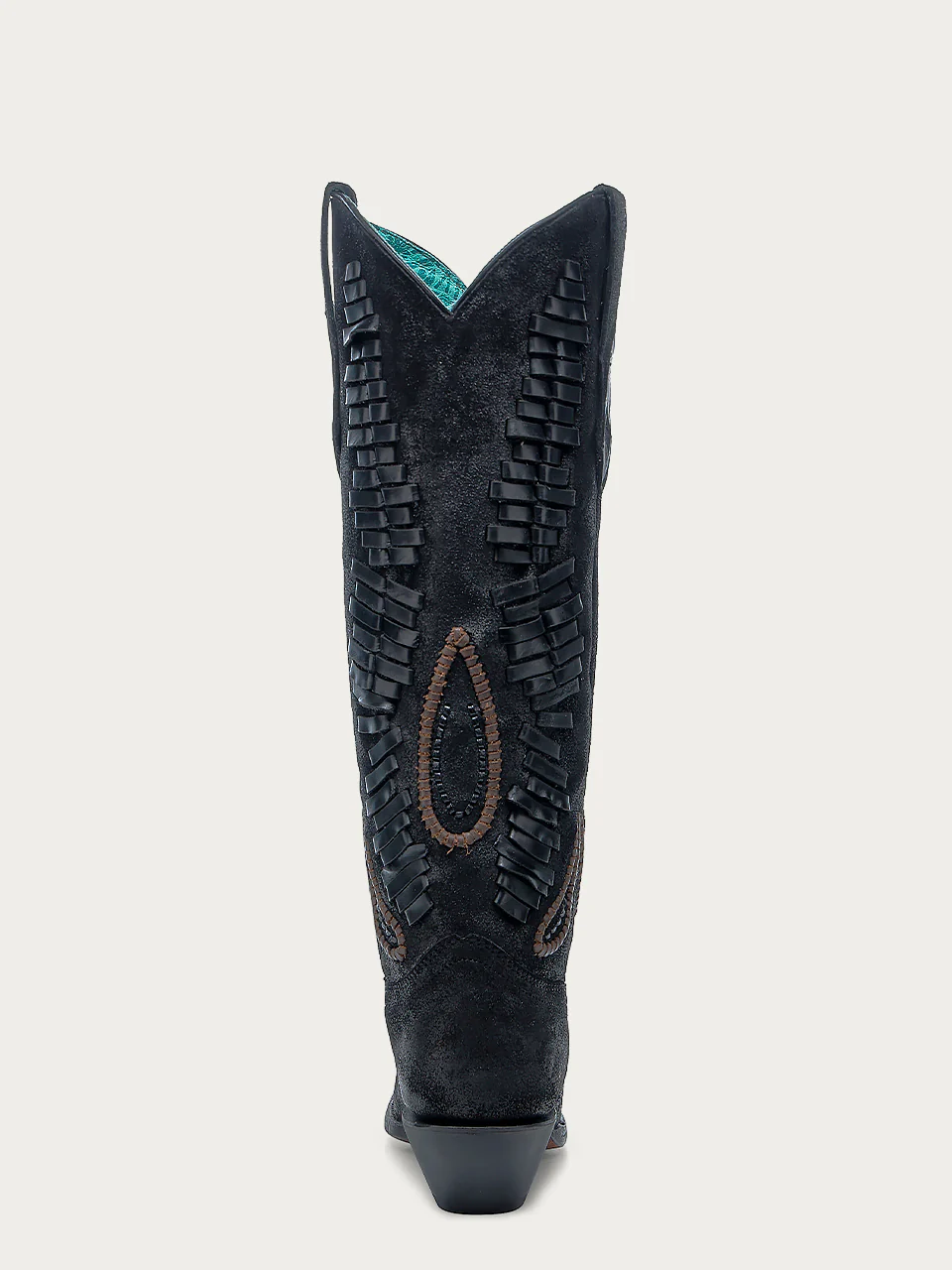 A4752 - WOMEN'S BLACK FLORAL EMBROIDERY SNIP TOE TALL TOP COWBOY BOOT - Image 4