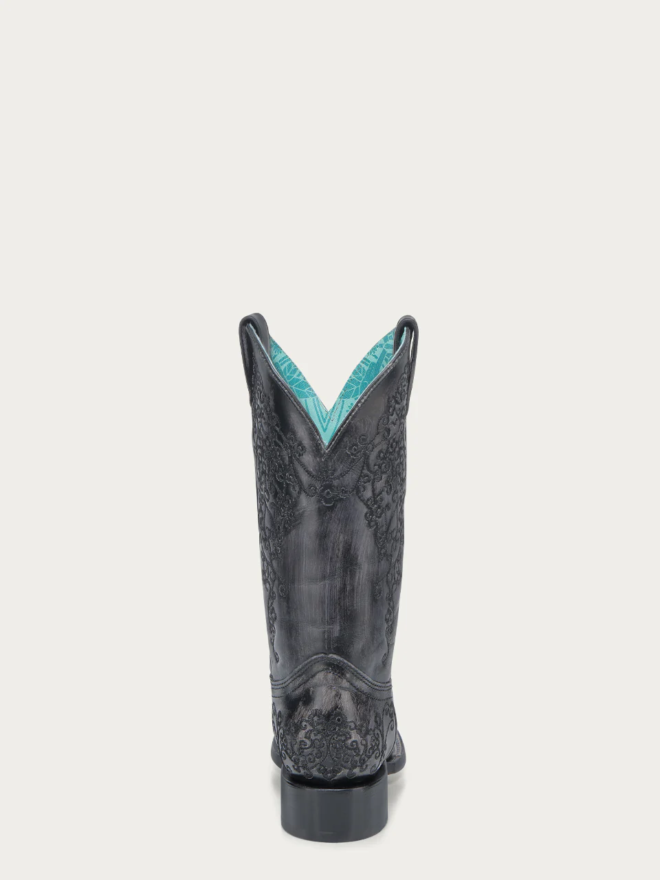 A4805 - WOMEN'S BLACK FLORAL EMBROIDERY SQUARE TOE COWBOY BOOT - Image 5