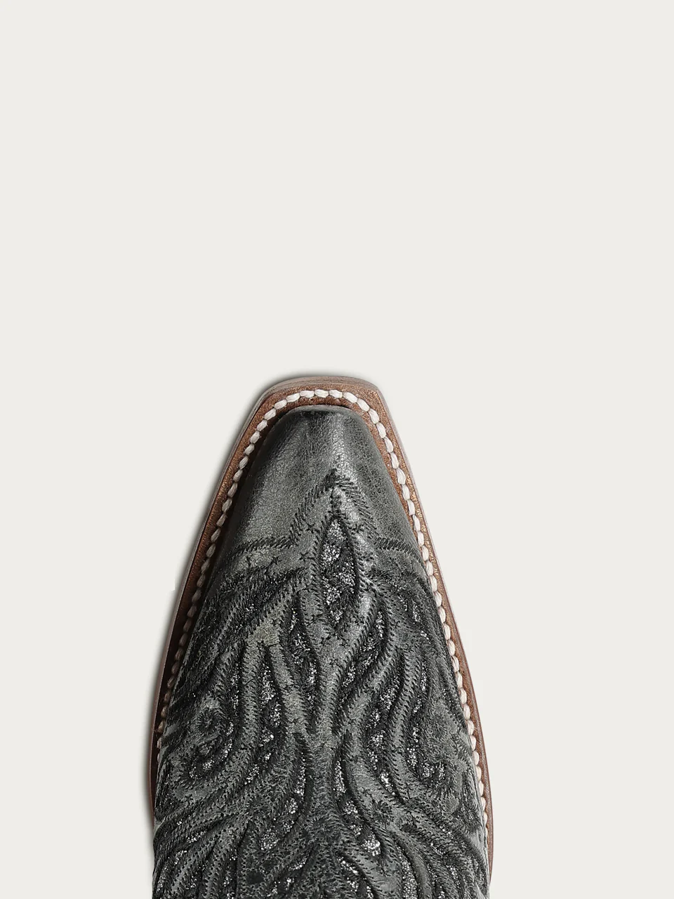 A5095 - WOMEN'S BLACK GLITTER INLAY AND EMBROIDERY SNIP TOE COWBOY BOOT - Image 6