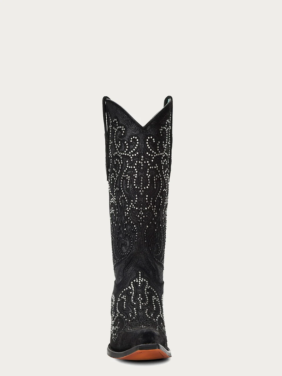 C4100 - WOMEN'S BLACK OVERLAY WITH CRYSTALS TALL TOP SNIP TOE COWBOY BOOT - Image 4