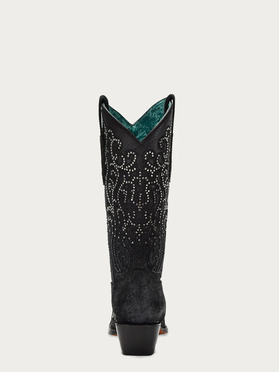 C4100 - WOMEN'S BLACK OVERLAY WITH CRYSTALS TALL TOP SNIP TOE COWBOY BOOT - Image 5