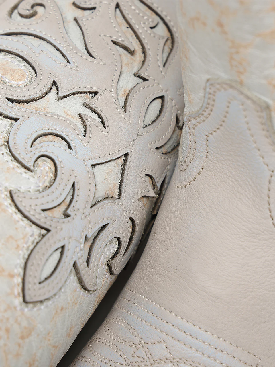 A5016 - WOMEN'S BLUE AND BONE OVERLAY EMBROIDERY AND STUDS TALL TOP SNIP TOE COWBOY BOOT - Image 3