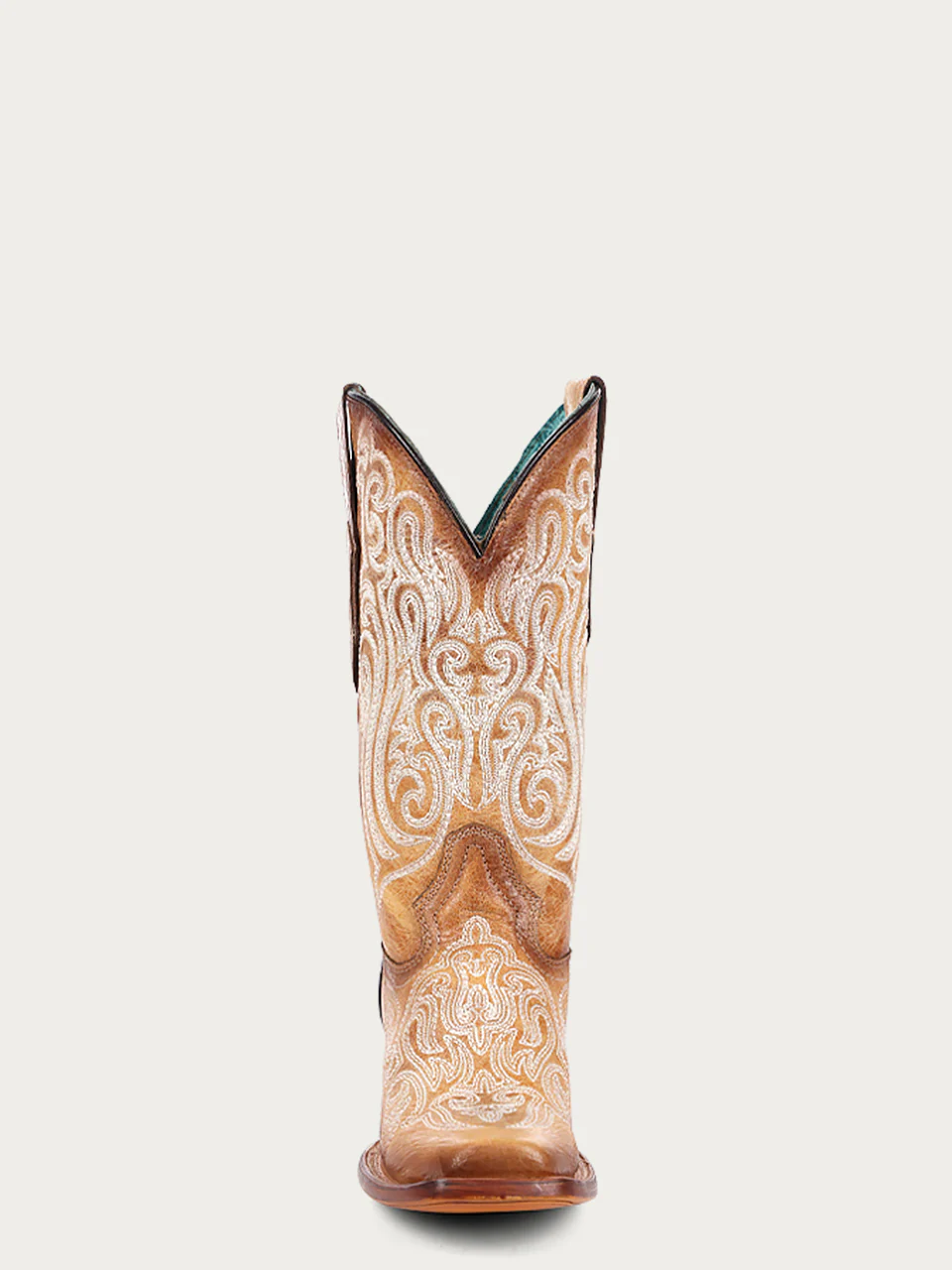 A4580 - WOMEN'S BLUE LUMINESCENT EMBROIDERY STRAW SQUARE TOE COWBOY BOOT - Image 3