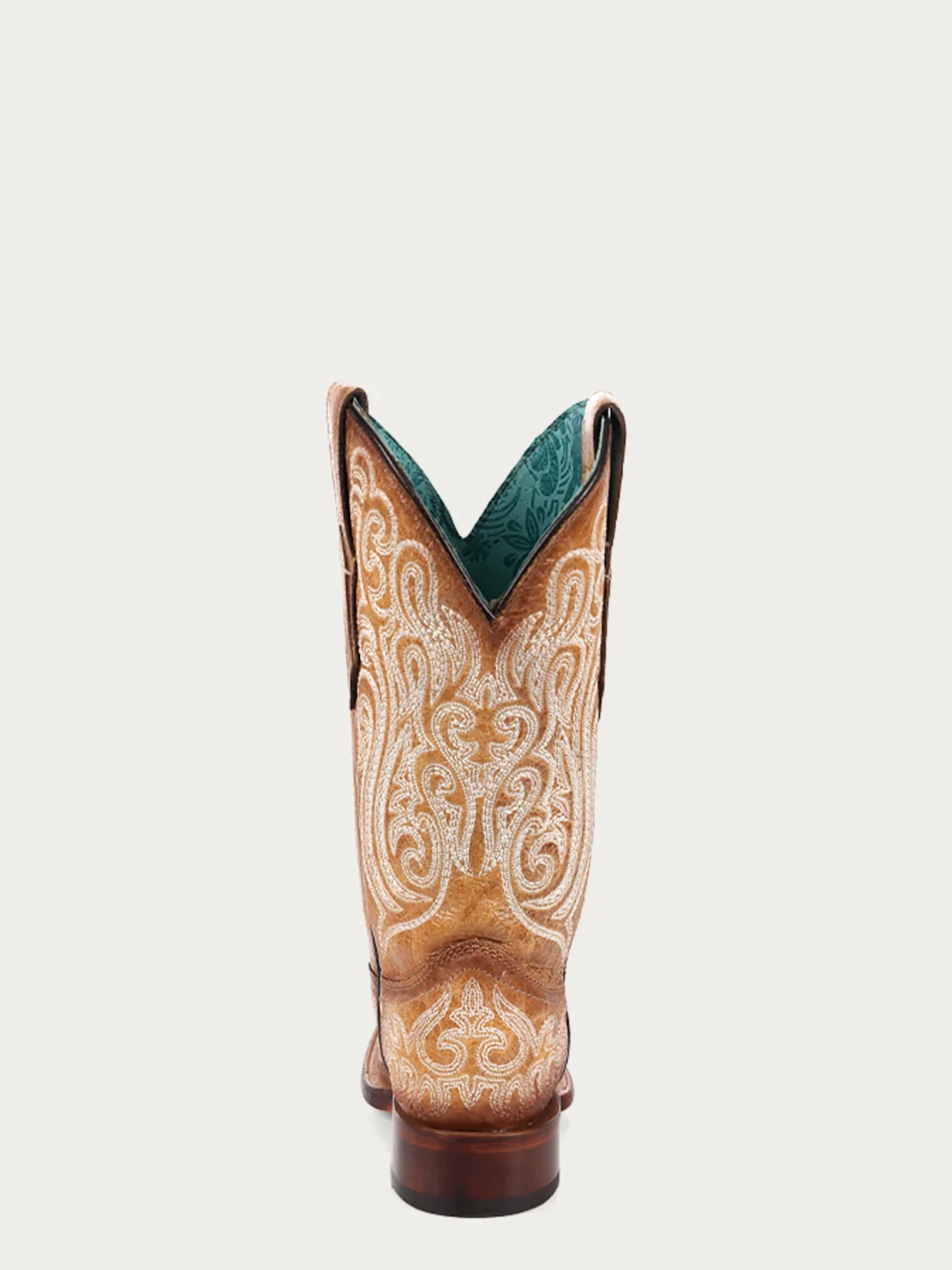 A4580 - WOMEN'S BLUE LUMINESCENT EMBROIDERY STRAW SQUARE TOE COWBOY BOOT - Image 4