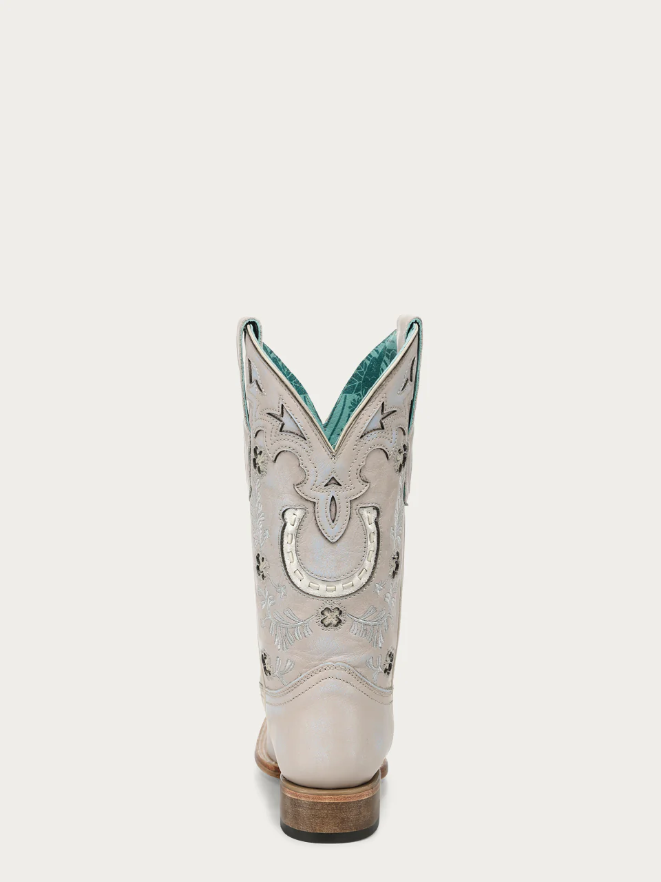 A5068 - WOMEN'S BONE HORSESHOE OVERLAY EMBROIDERY AND HANDWOVEN SQUARE TOE COWBOY BOOT - Image 8