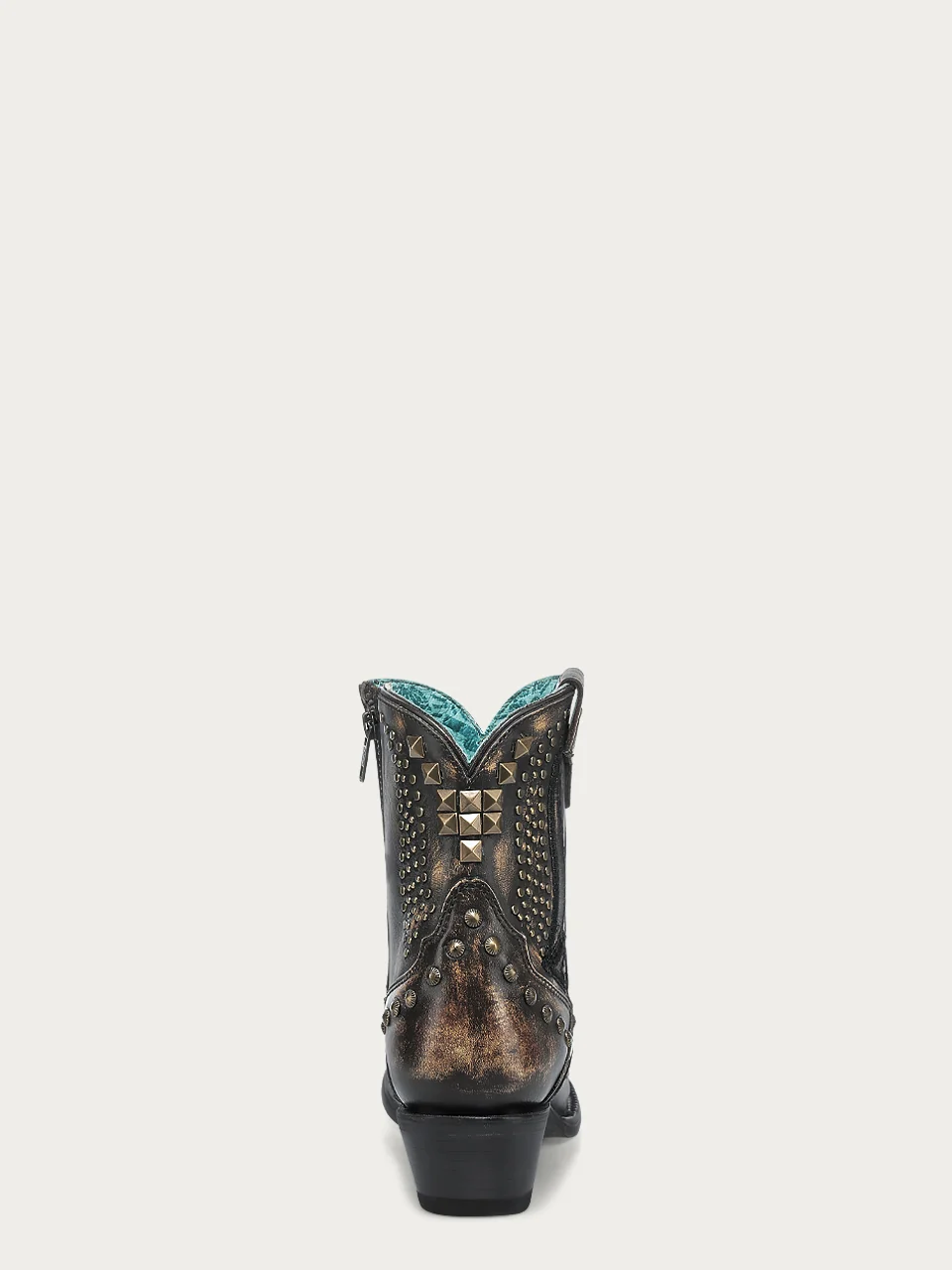 A4829 - WOMEN'S BONE OVERLAY, EMBROIDERY AND STUDS BLACK SNIP TOE ANKLE COWBOY BOOT - Image 4
