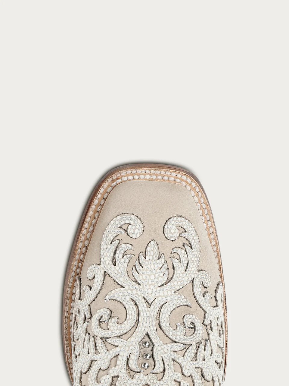 A5071 - WOMEN'S BONE OVERLAY EMBROIDERY AND STUDS SQUARE TOE COWBOY BOOT - Image 5