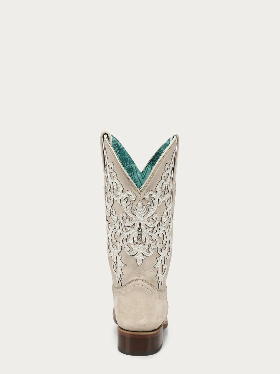 A5071 - WOMEN'S BONE OVERLAY EMBROIDERY AND STUDS SQUARE TOE COWBOY BOOT - Image 8