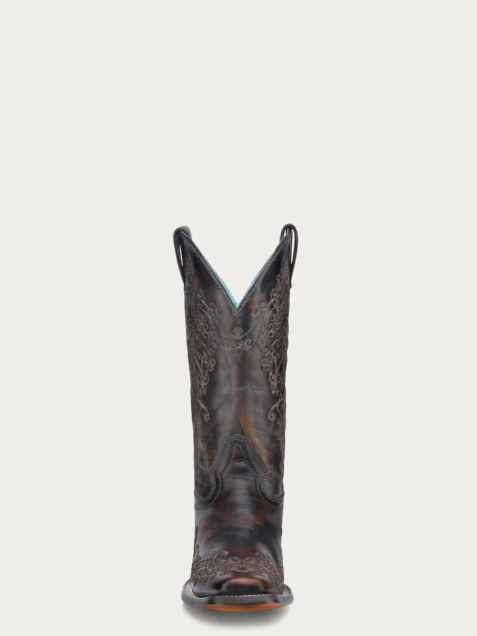 A4806 - WOMEN'S DARK HONEY FLORAL EMBROIDERY SQUARE TOE COWBOY BOOT - Image 4