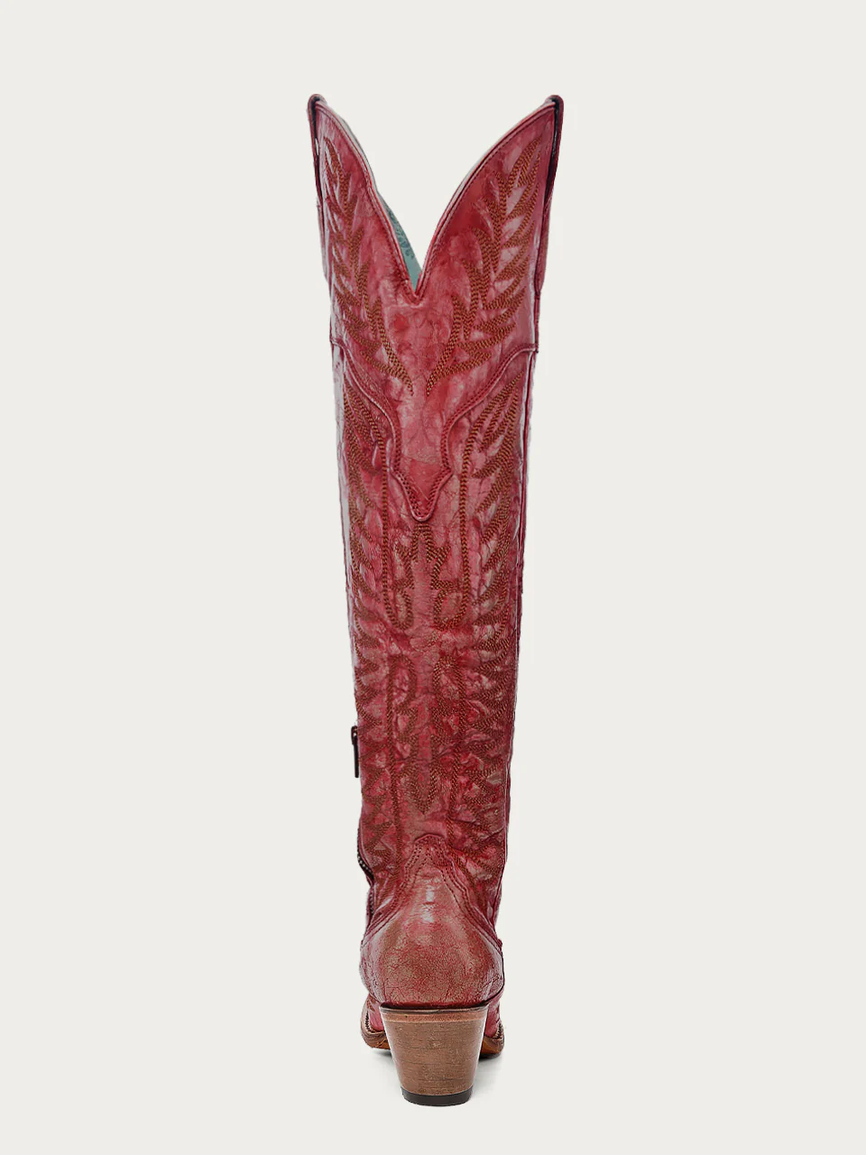 A4212A - WOMEN'S DISTRESSED RED EMBROIDERY TALL TOP J TOE COWBOY BOOT - Image 5