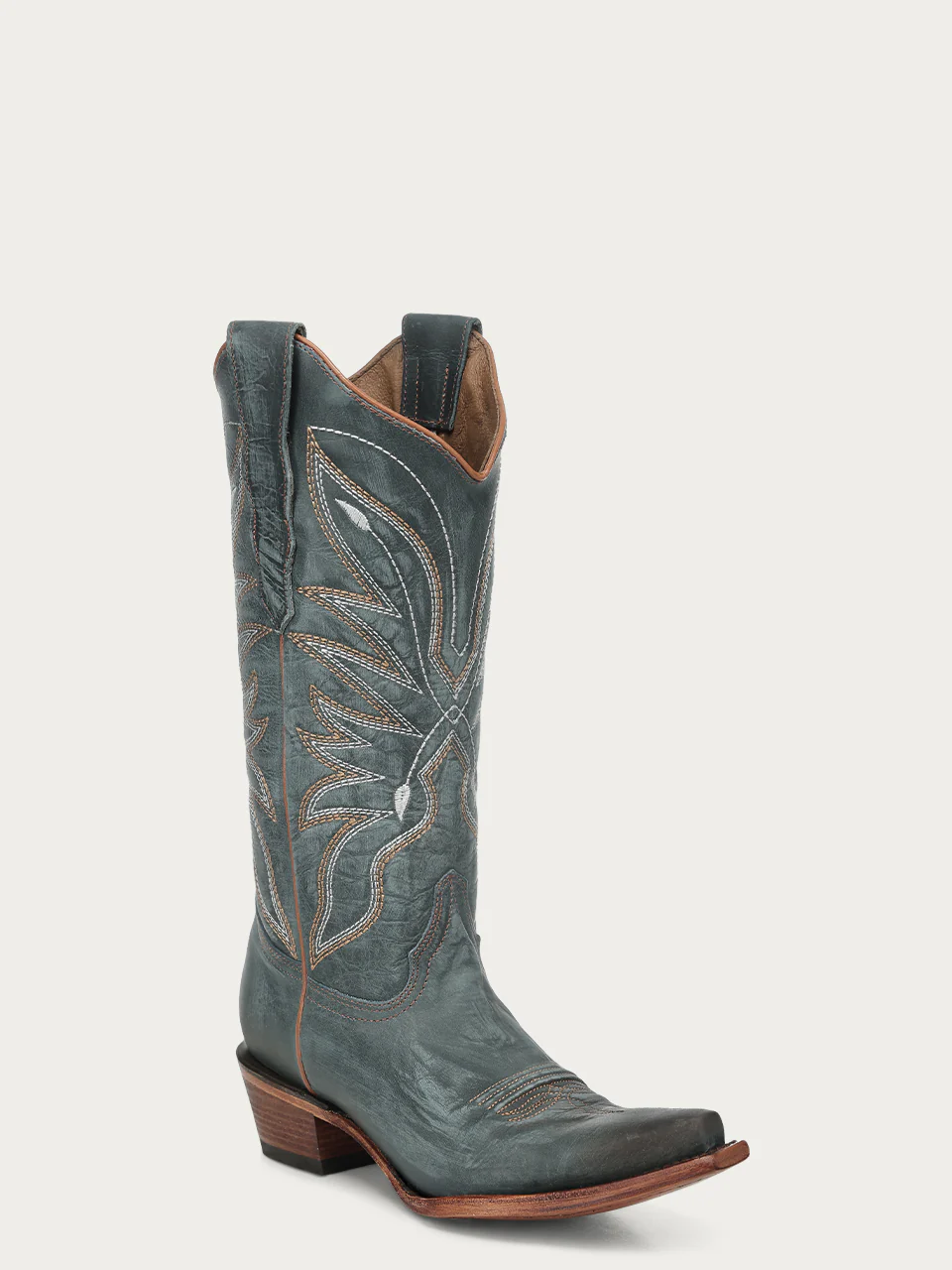 L8069 - WOMEN'S EMBROIDERY AND TRIAD BLUE SNIP TOE CIRCLE G COWBOY BOOT - Image 3