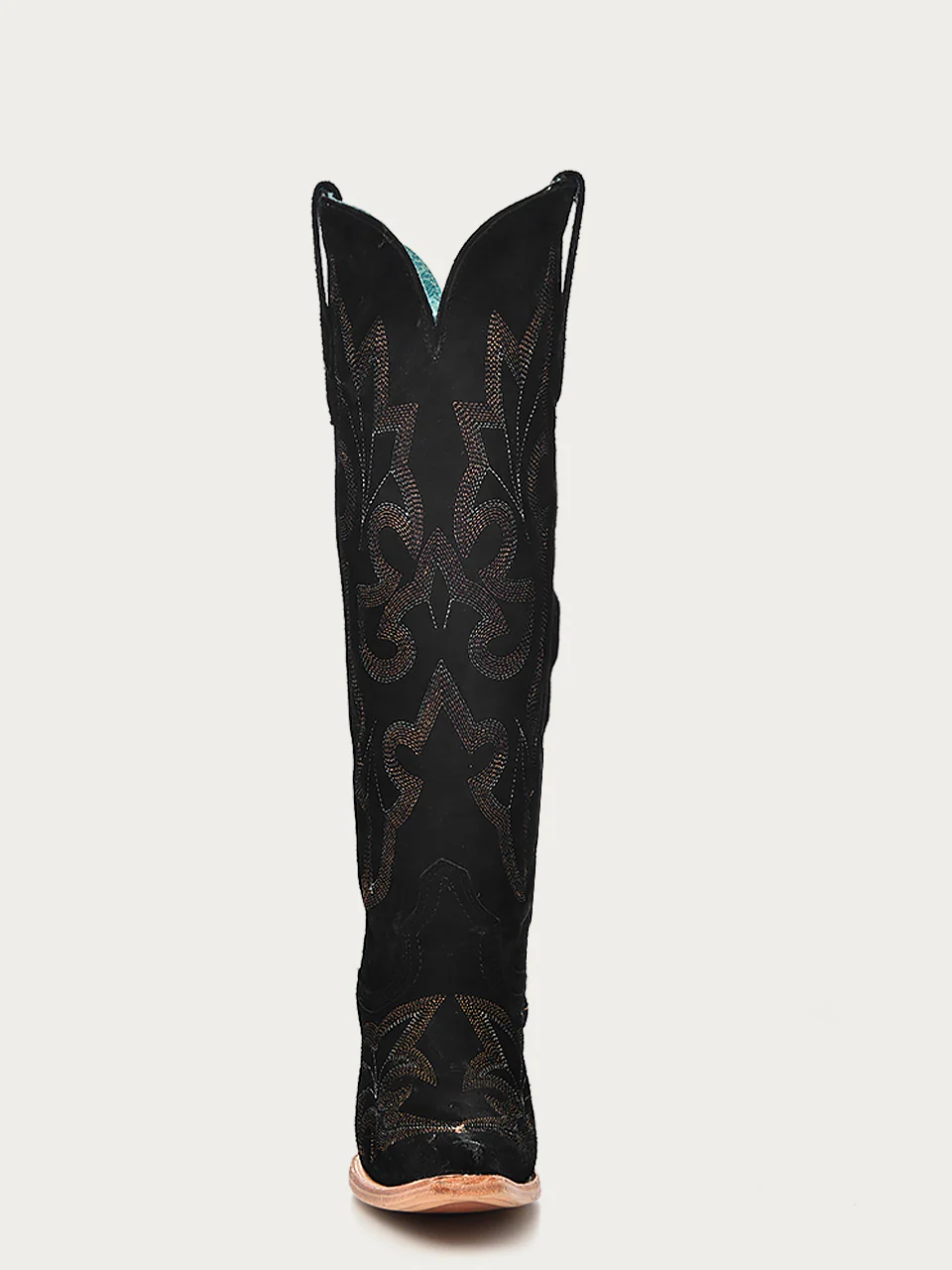 A4436 - WOMEN'S EMBROIDERY BLACK SUEDE TALL TOP SNIP TOE COWBOY BOOT - Image 3