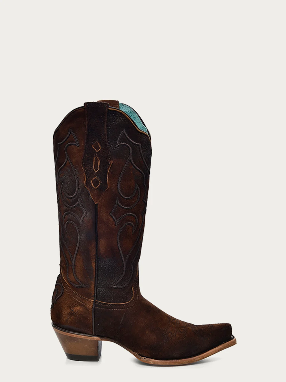 Z5205 - WOMEN'S EMBROIDERY BROWN LAMB SNIP TOE COWBOY BOOT - Image 2