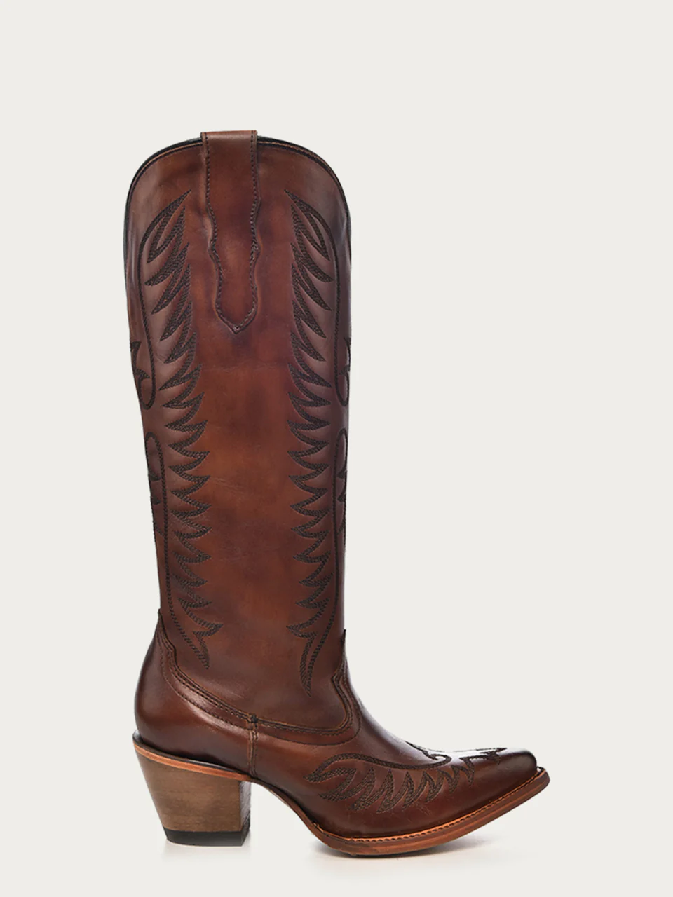 E1570 - WOMEN'S EMBROIDERY COGNAC J TOE COWBOY BOOT - Image 3