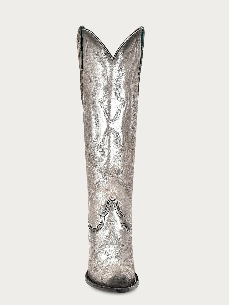 Z5224 - WOMEN'S EMBROIDERY METALIC SILVER TALL TOP POINTED TOE COWBOY BOOT - Image 4