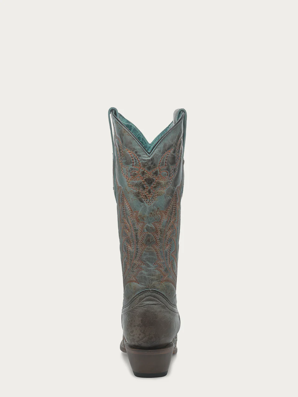 Z5345 - WOMEN'S EMBROIDERY VINTAGE WORN FINISH TURQUOISE SNIP TOE GOAT COWBOY BOOT - Image 5