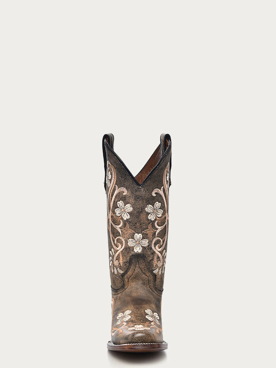 L5241 - WOMEN'S FADED BLACK MULTI COLOR FLORAL EMBROIDERY SQUARE TOE CIRCLE G COWBOY BOOT - Image 3