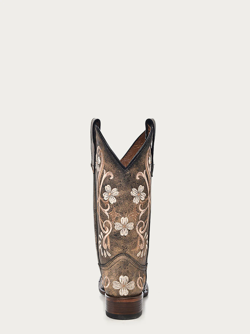 L5241 - WOMEN'S FADED BLACK MULTI COLOR FLORAL EMBROIDERY SQUARE TOE CIRCLE G COWBOY BOOT - Image 4