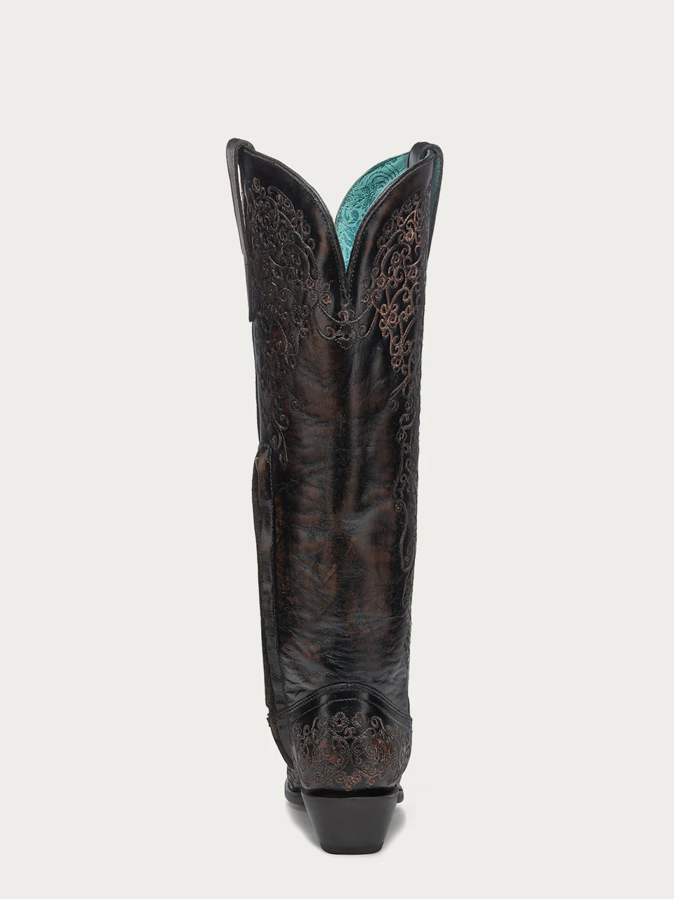 A4789 - WOMEN'S FLORAL EMBROIDERY BLACK AND HONEY SNIP TOE TALL TOP COWBOY BOOT - Image 6