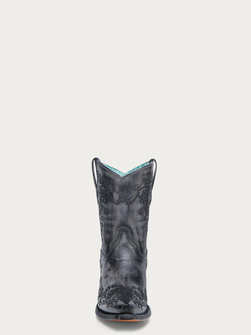A4810 - WOMEN'S FLORAL EMBROIDERY BLACK SNIP TOE ANKLE COWBOY BOOT - Image 3