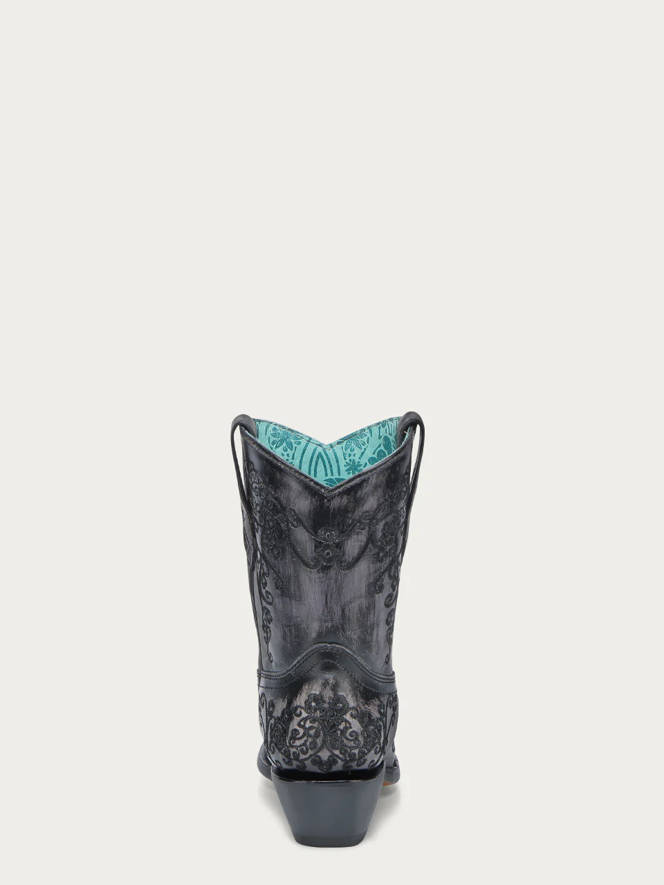 A4810 - WOMEN'S FLORAL EMBROIDERY BLACK SNIP TOE ANKLE COWBOY BOOT - Image 4