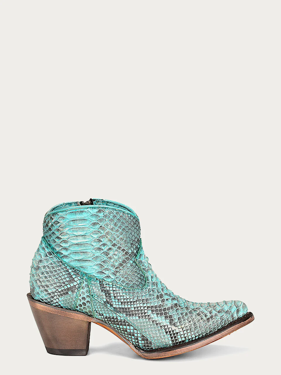 A4323 - WOMEN'S GENUINE FULL PYTHON J TOE BOOTIE WITH ZIPPER - Image 3