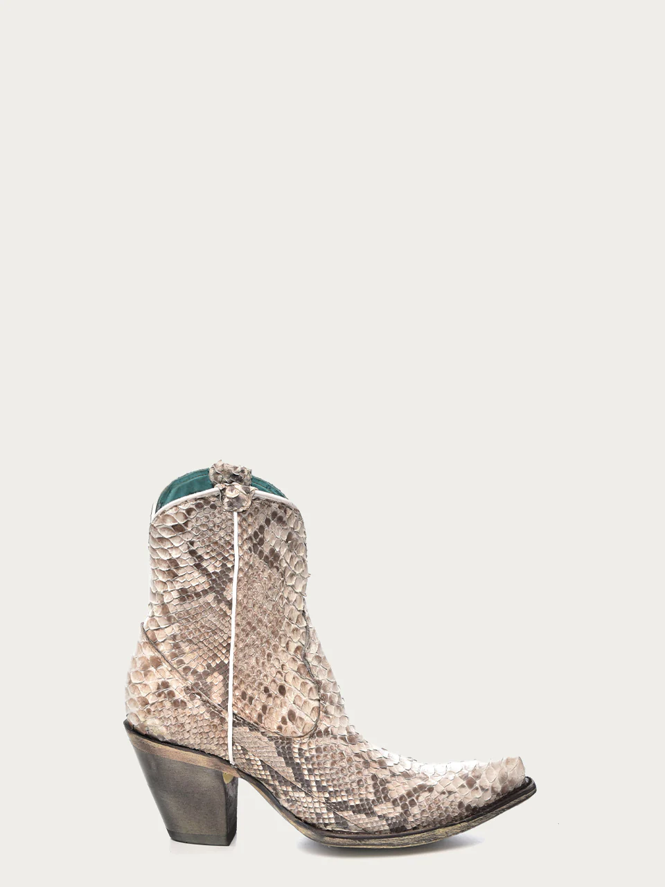 A3791 - WOMEN'S GENUINE FULL PYTHON SNIP TOE ANKLE BOOT WITH ZIPPER - Image 3