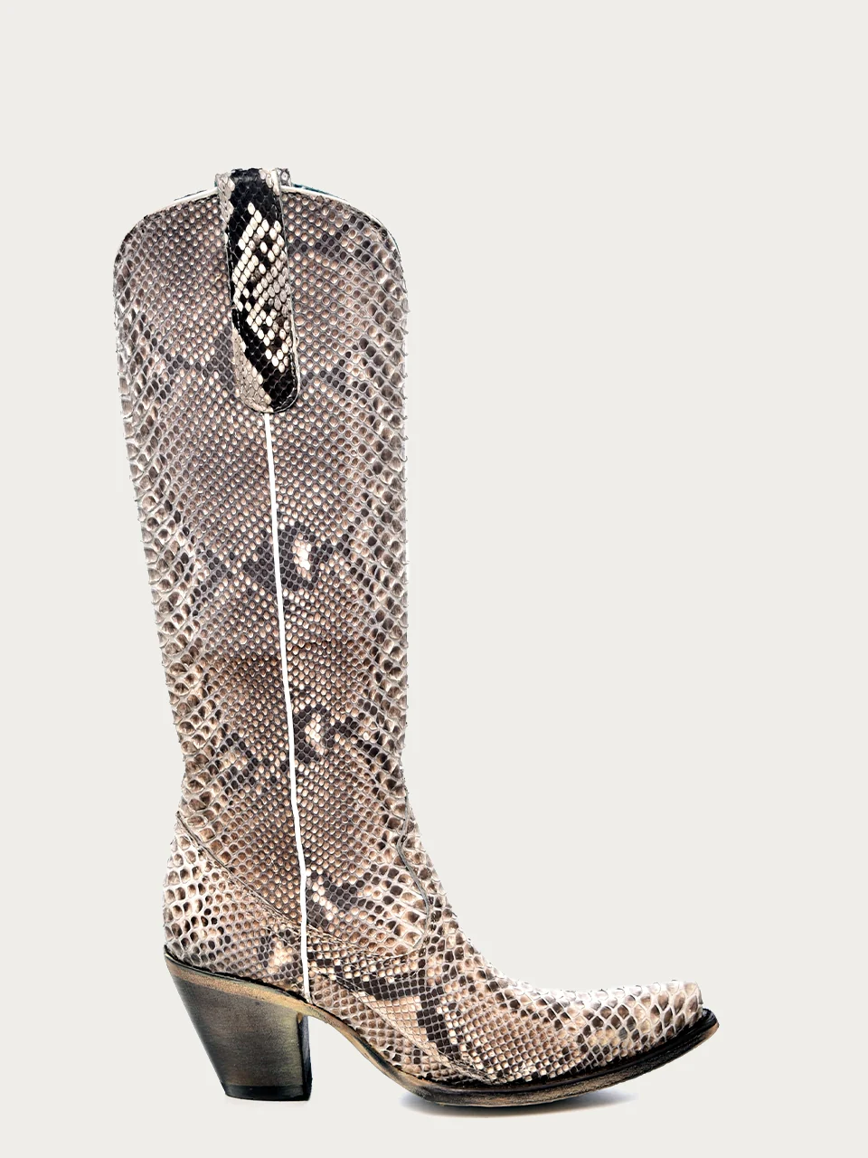A3789 - WOMEN'S GENUINE FULL PYTHON TALL TOP SNIP TOE COWBOY BOOT - Image 3