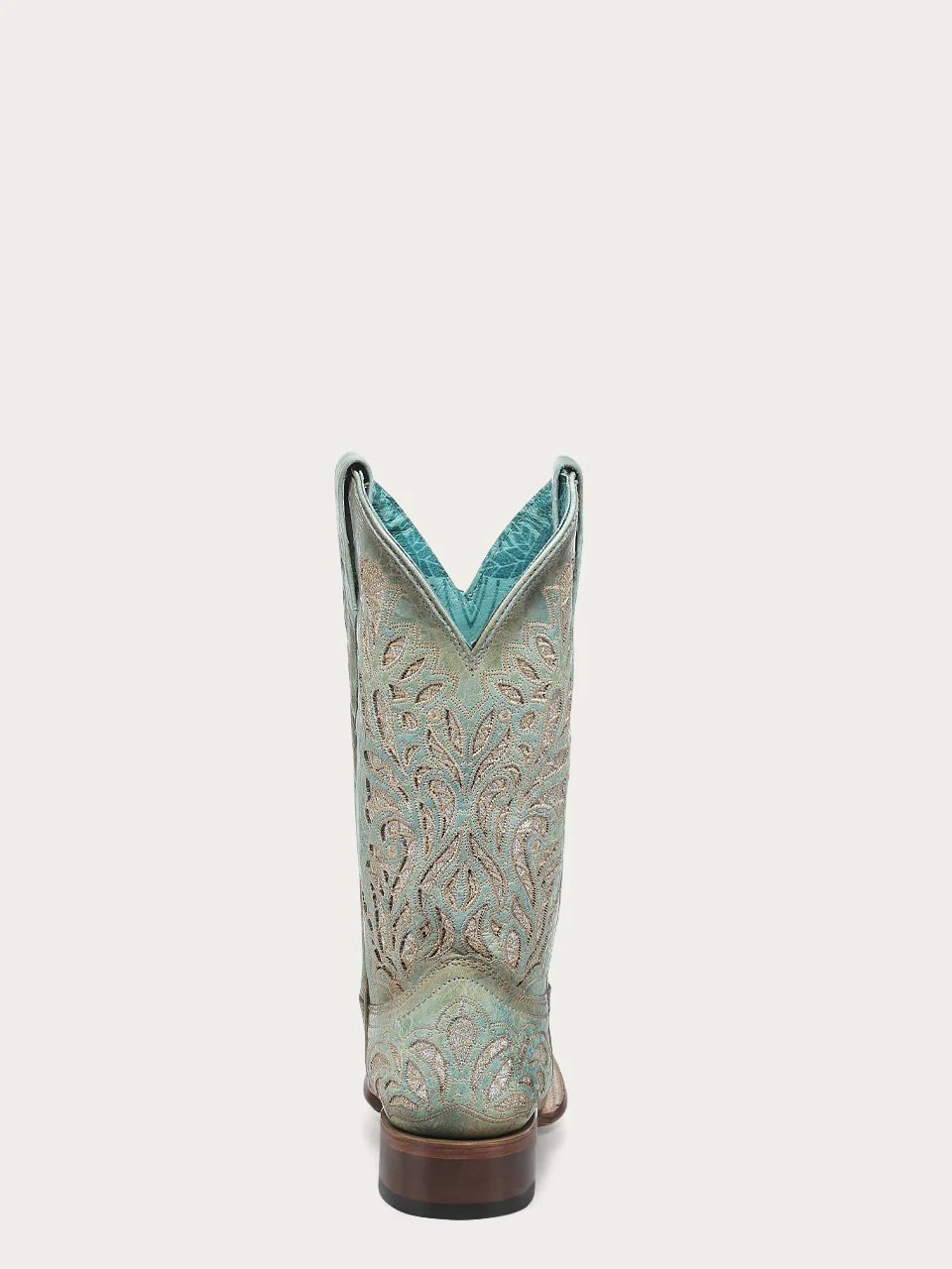 A4880 - WOMEN'S GLITTER INLAY AND EMBROIDERY TURQUOISE SQUARE TOE COWBOY BOOT - Image 4