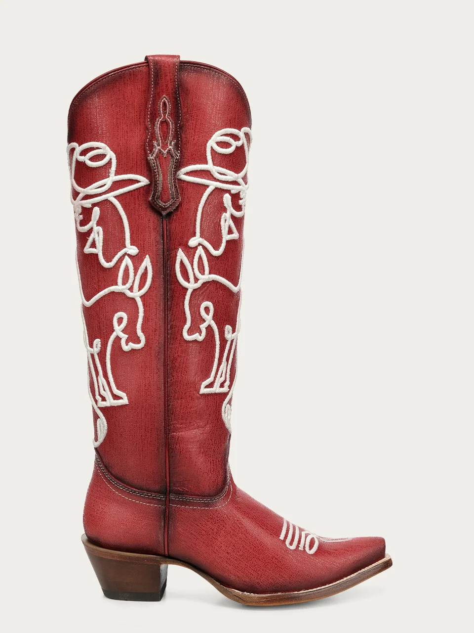 A5079 - WOMEN'S GLOW IN THE DARK EMBROIDERY RED TALL TOP SNIP TOE COWBOY BOOT - Image 5