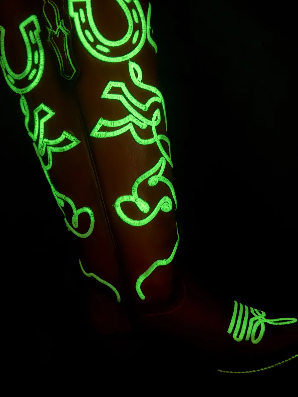 A5079 - WOMEN'S GLOW IN THE DARK EMBROIDERY RED TALL TOP SNIP TOE COWBOY BOOT - Image 7