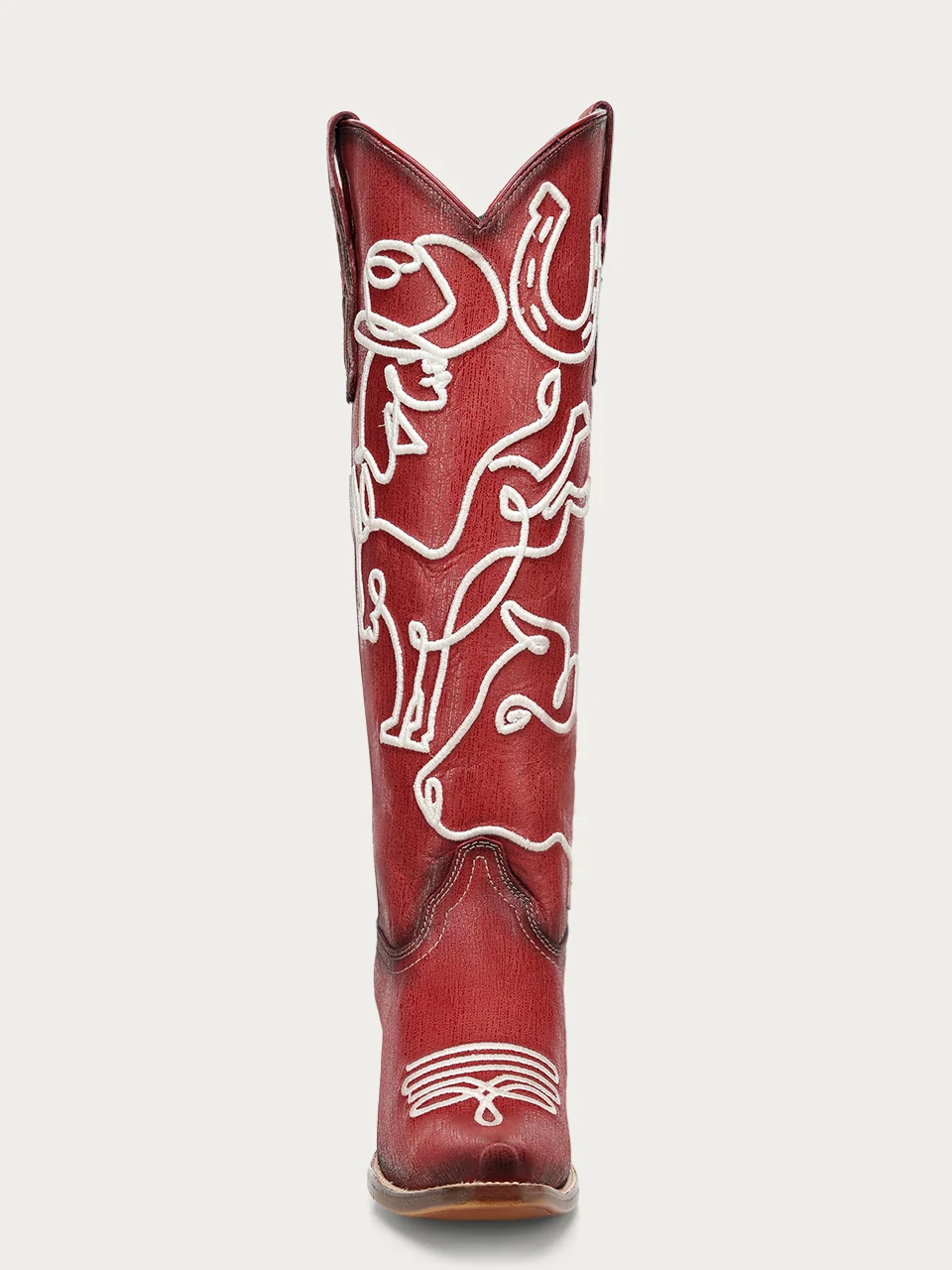 A5079 - WOMEN'S GLOW IN THE DARK EMBROIDERY RED TALL TOP SNIP TOE COWBOY BOOT - Image 8