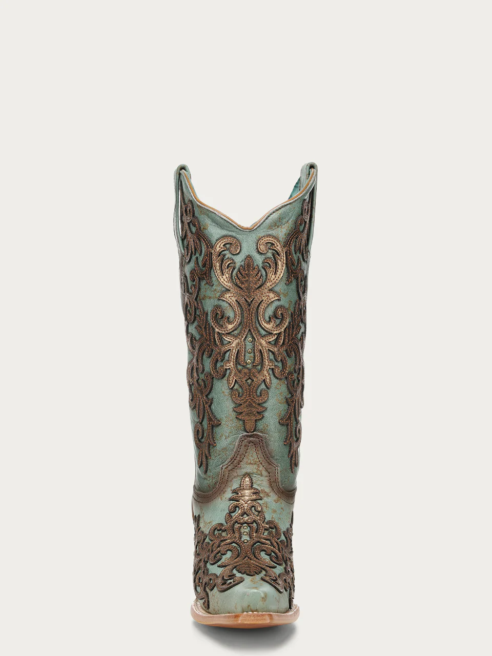 Z5515 - WOMEN'S GOLD OVERLAY AND EMBROIDERY TURQUOISE SNIP TOE COWBOY BOOT - Image 7