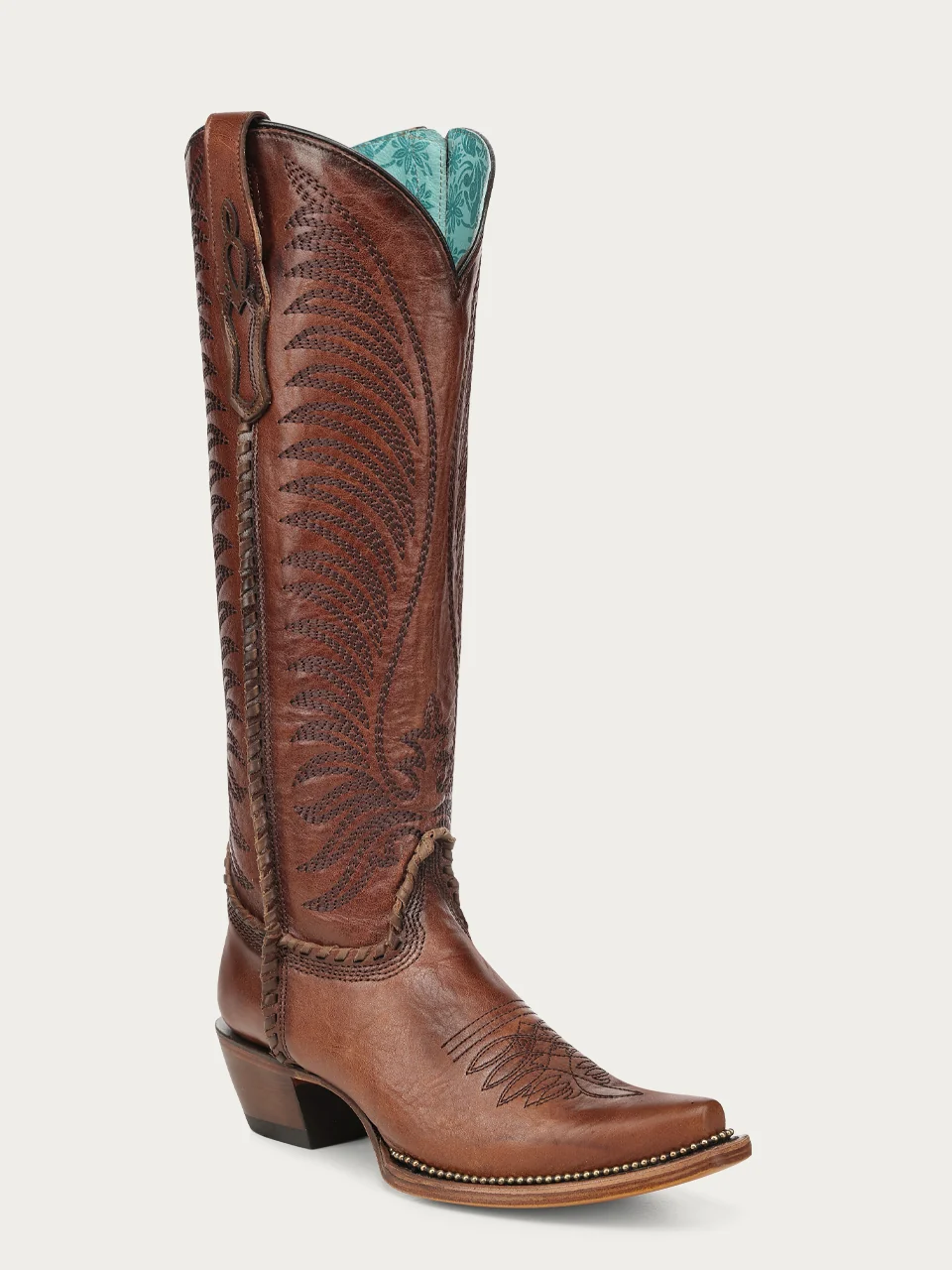 A5141 - WOMEN'S HONEY EMBROIDERY WOVEN AND METALLIC WELT TALL TOP SNIP TOE COWBOY BOOT - Image 3
