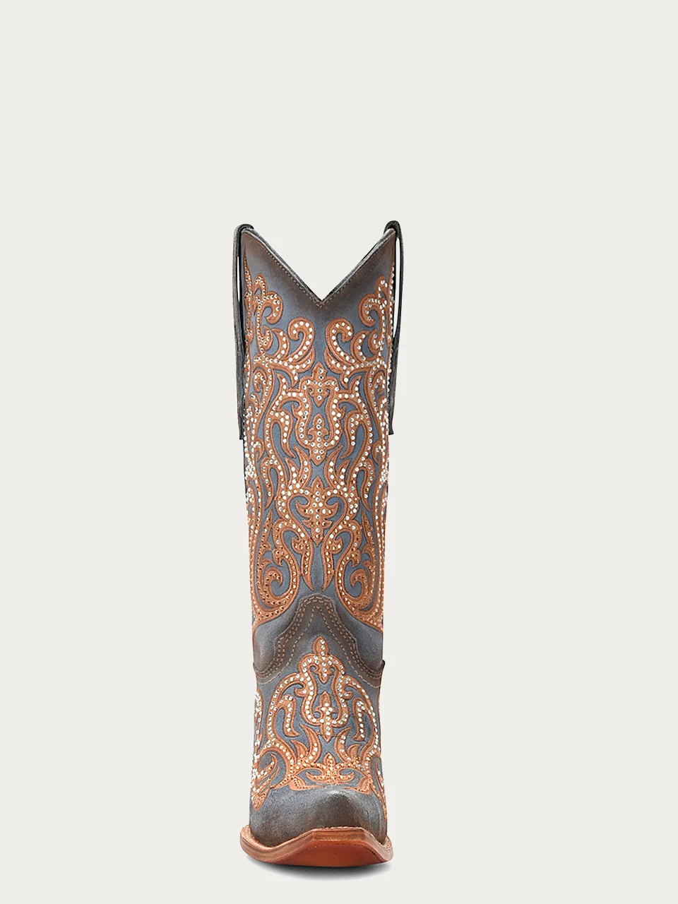 C4124 - WOMEN'S HONEY OVERLAY WITH CRYSTALS BLUE SNIP TOE COWBOY BOOT - Image 4