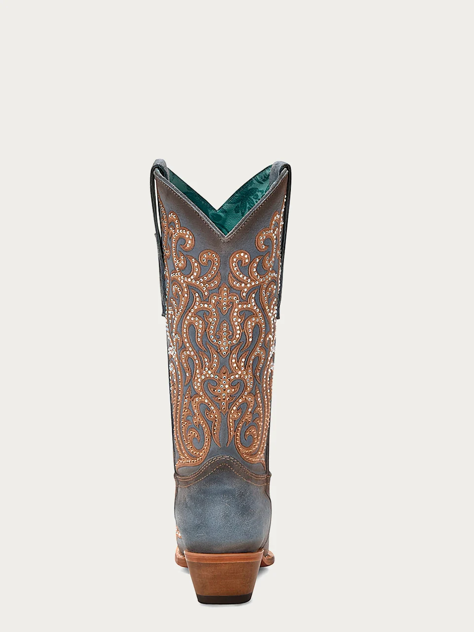 C4124 - WOMEN'S HONEY OVERLAY WITH CRYSTALS BLUE SNIP TOE COWBOY BOOT - Image 5