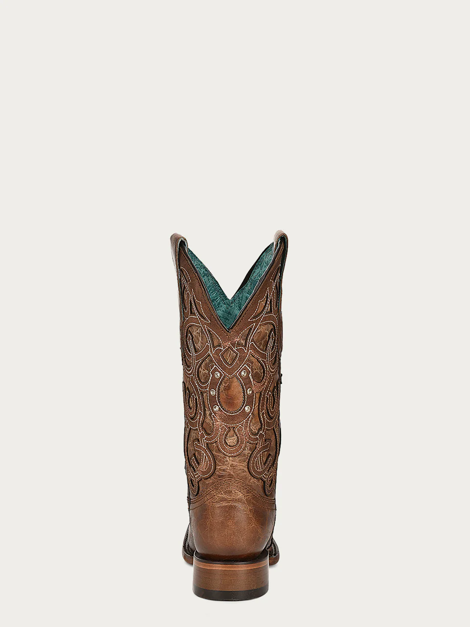 Z5136 - WOMEN'S HORSESHOE OVERLAY BROWN SQUARE TOE COWBOY BOOT - Image 4