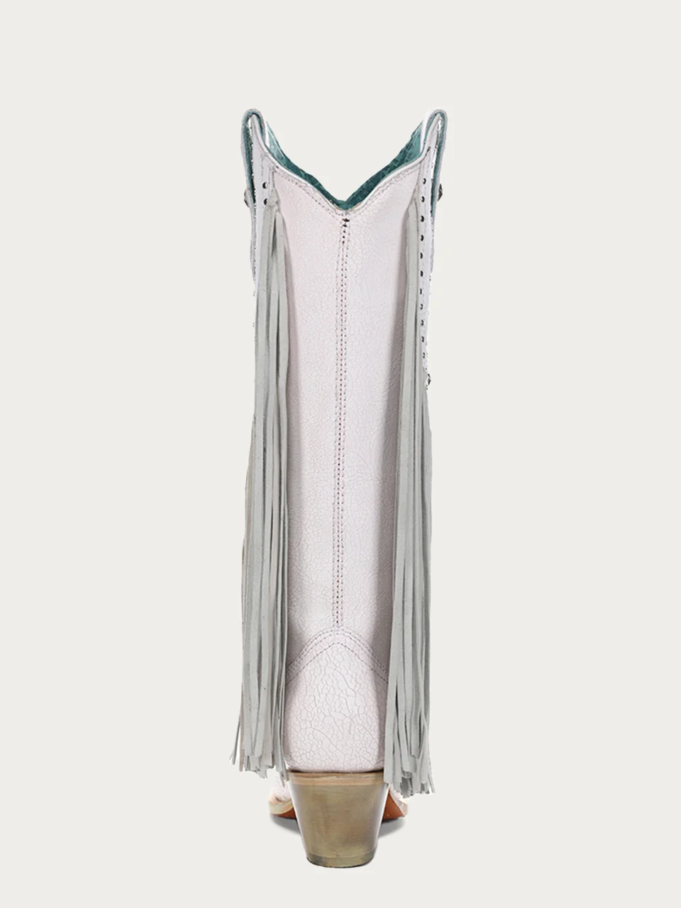 C4084 - WOMEN'S LUMINESCENT EMBROIDERY AND PINK STARS WITH LAMB FRINGE WHITE SNIP TOE COWBOY BOOT - Image 5
