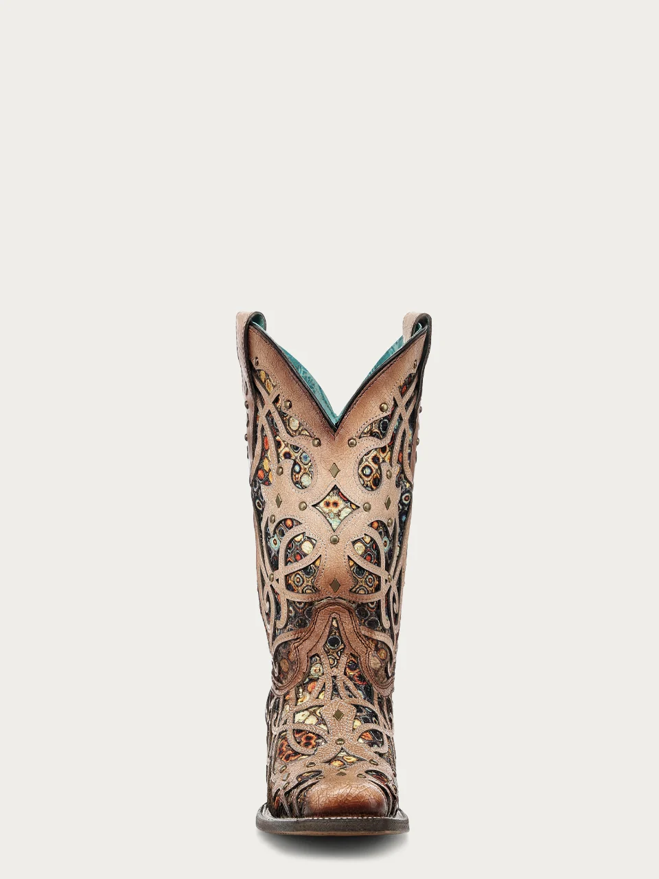 C3405 - WOMEN'S MULTICOLOR INLAY BONE SQUARE TOE COWBOY BOOT - Image 6