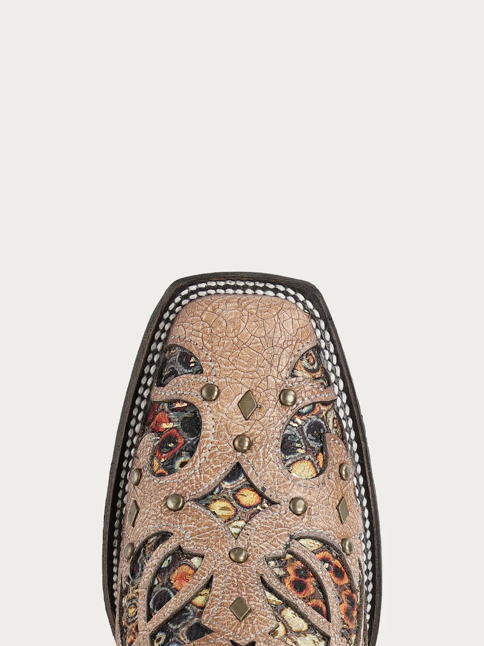 C3405 - WOMEN'S MULTICOLOR INLAY BONE SQUARE TOE COWBOY BOOT - Image 7