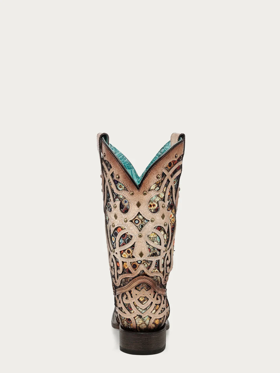 C3405 - WOMEN'S MULTICOLOR INLAY BONE SQUARE TOE COWBOY BOOT - Image 8