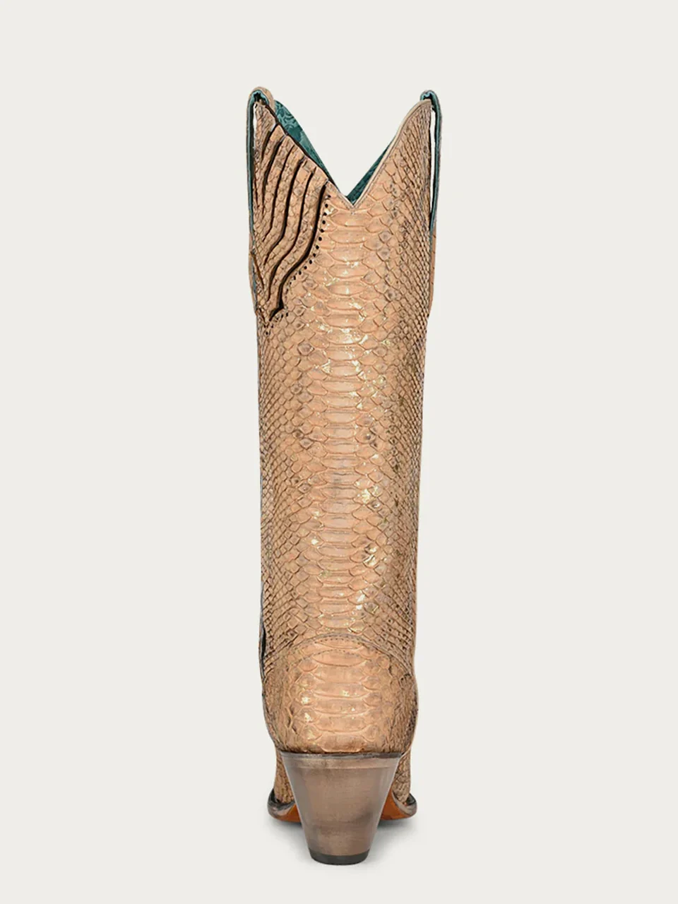 A4295 - WOMEN'S NUDE GENUINE PYTHON SNIP TOE TALL TOP COWBOY BOOT - Image 4