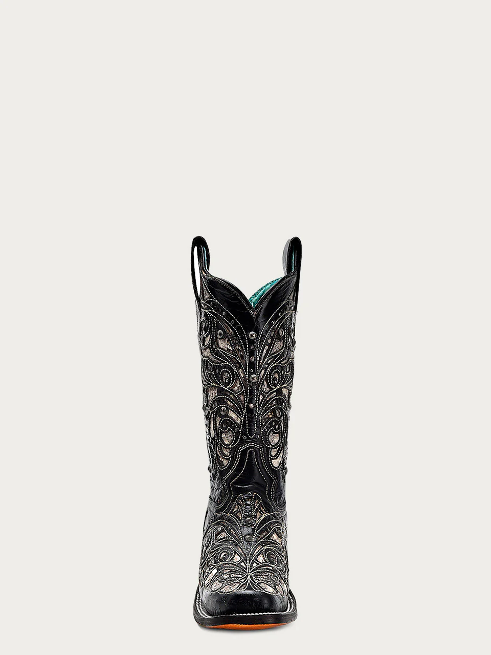 A4133 - WOMEN'S PYTHON INLAY BLACK SQUARE TOE COWBOY BOOT - Image 4