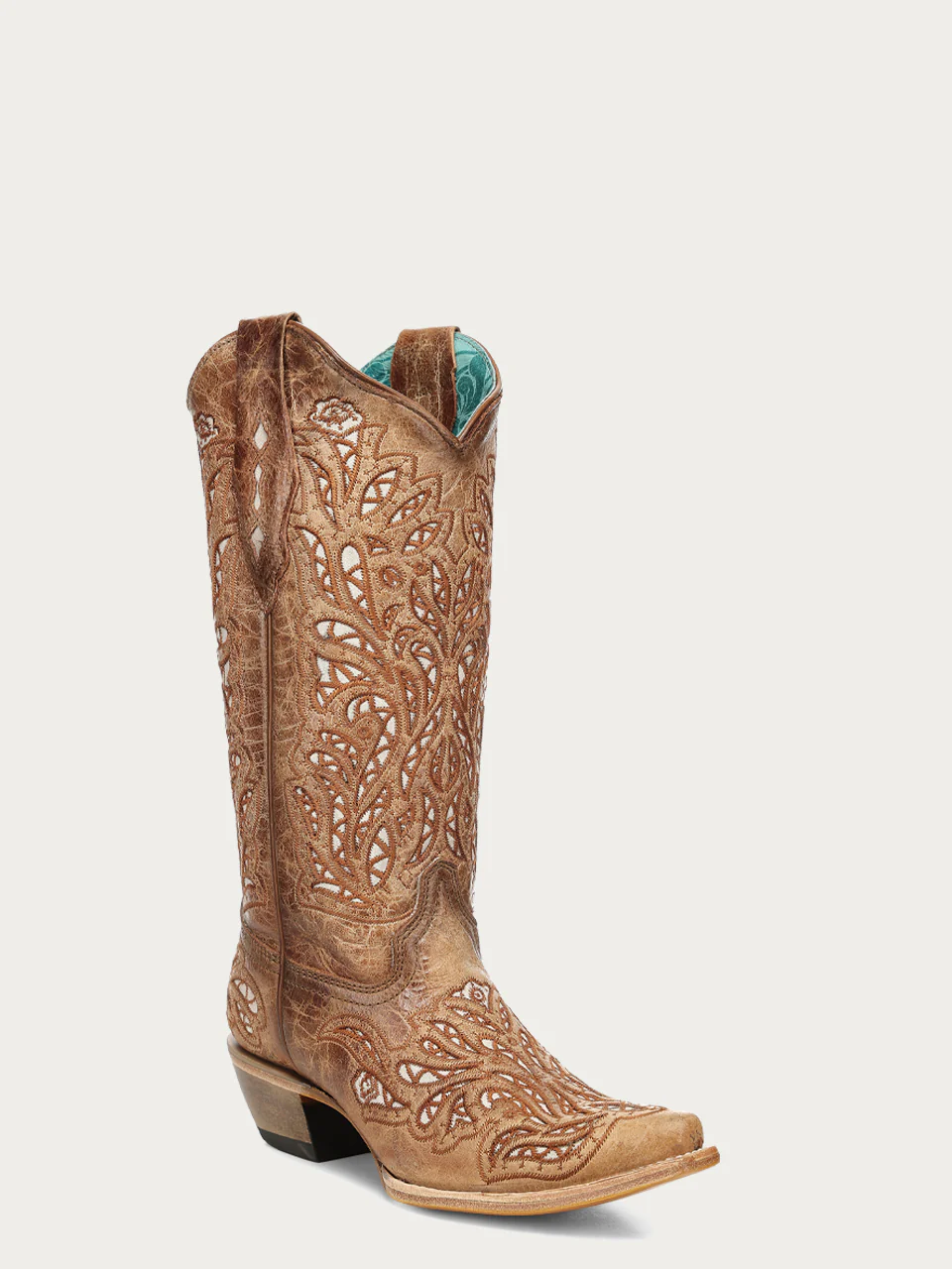 A5097 - WOMEN'S SAND GLITTER INLAY AND EMBROIDERY SNIP TOE COWBOY BOOT - Image 4