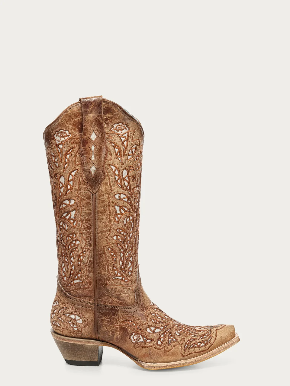 A5097 - WOMEN'S SAND GLITTER INLAY AND EMBROIDERY SNIP TOE COWBOY BOOT - Image 5